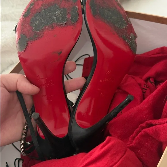 Christian Louboutin Black Studded Sandals RUNS SMALL will fit a 9/9.5 - Picture 3 of 5